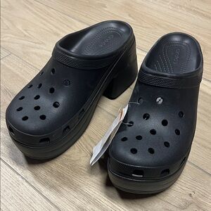 CROCS Black Platform Mules